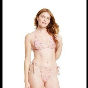 Agua Bendita Pink Floral Bikini reversible